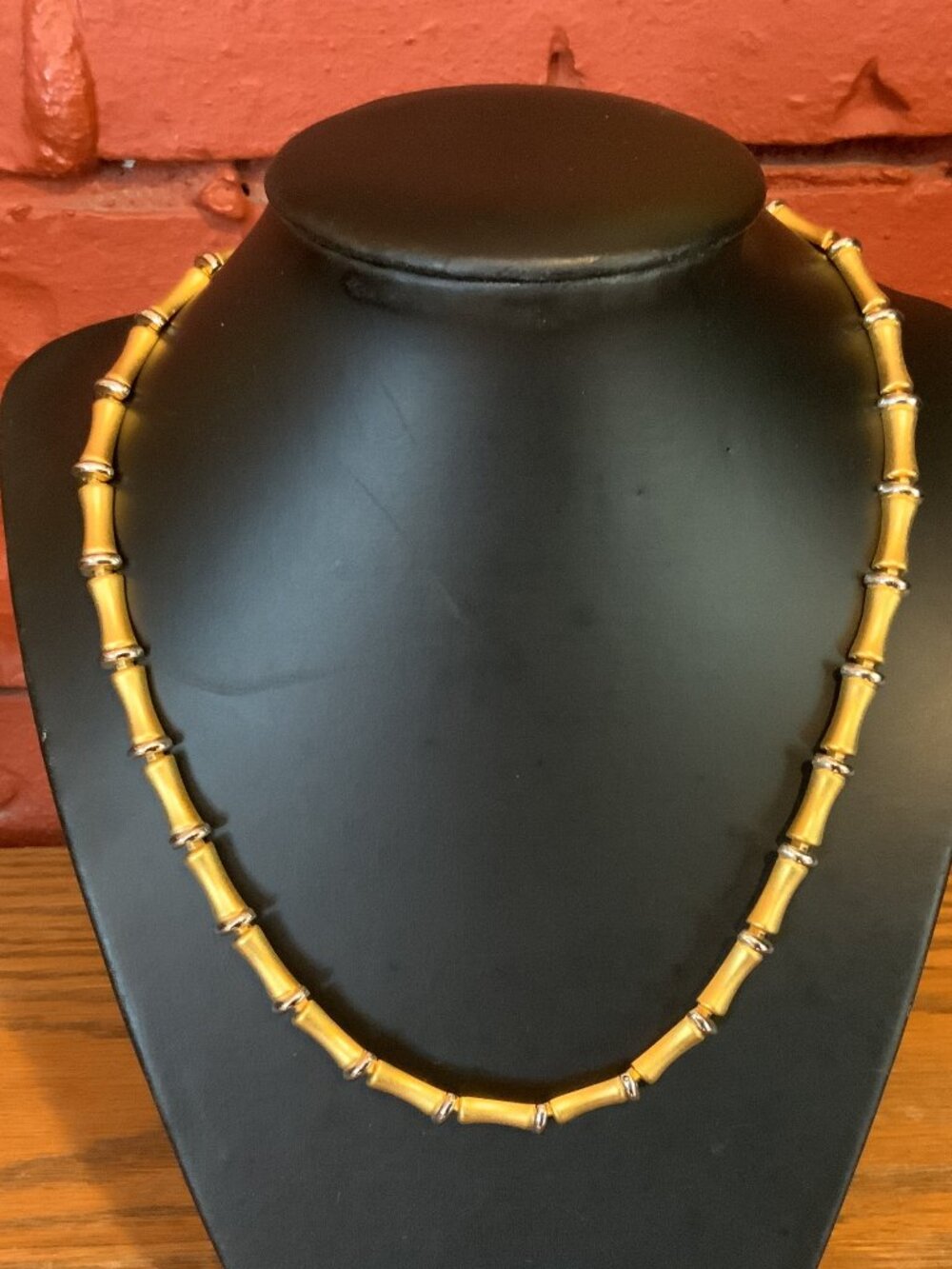 Vintage Gold Plated Bamboo Link Necklace.